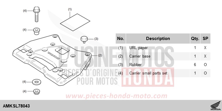 KIT,CARRIER BRKT(PLA) de Africa Twin DCT MAT BALLISTIC BLACK METALLIC (NHA86) 2024